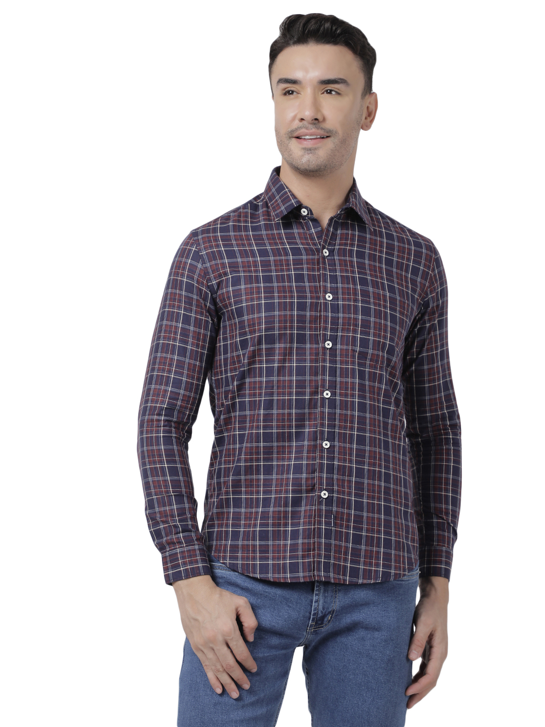 Numero Uno Men Checkered Maroon Shirt